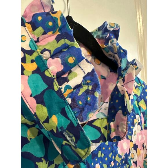 Tuckernuck Teagan Floral Popover Shirt 3/4 Sleeve Top Sz. XS - Picture 6 of 9